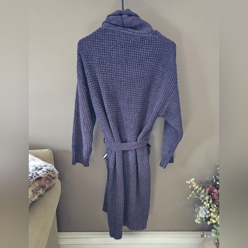Jason Wu Charcoal Gray Chunky Oversized Ribbed Cardigan Belted Robe - Picture 5 of 6